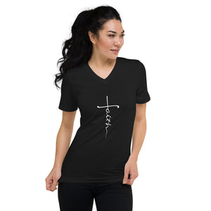 Unisex Short Sleeve V-Neck Christian T-Shirt, Faith